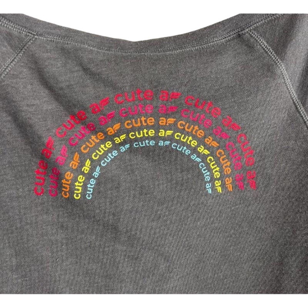 Fabletics Gray Isabel Terry "Cute AF" Rainbow Sweatshirt - Picture 3 of 5